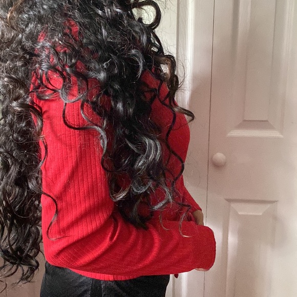 Red Crop Top Blouse - Picture 2 of 3